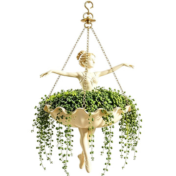Ballet Dancer Hanging Planter, Artistic Flower Pot for Indoor and Outdoor
