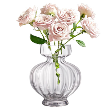 Large Clear Ribbed Glass Vase