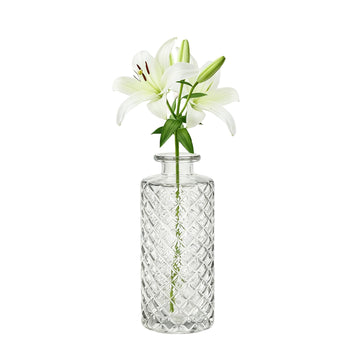 Clear Glass Diamond Cut Bud Vase