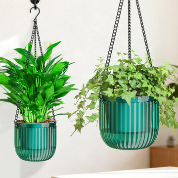 6.5 Inch Self-Watering Hanging Planter Set of 2 with Metal Chains