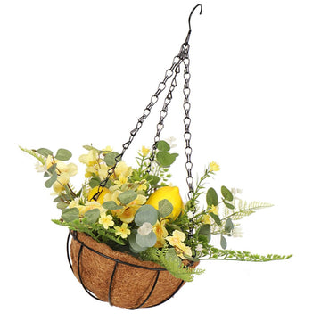 Iron and Cloth Hanging Flower Basket for Balcony