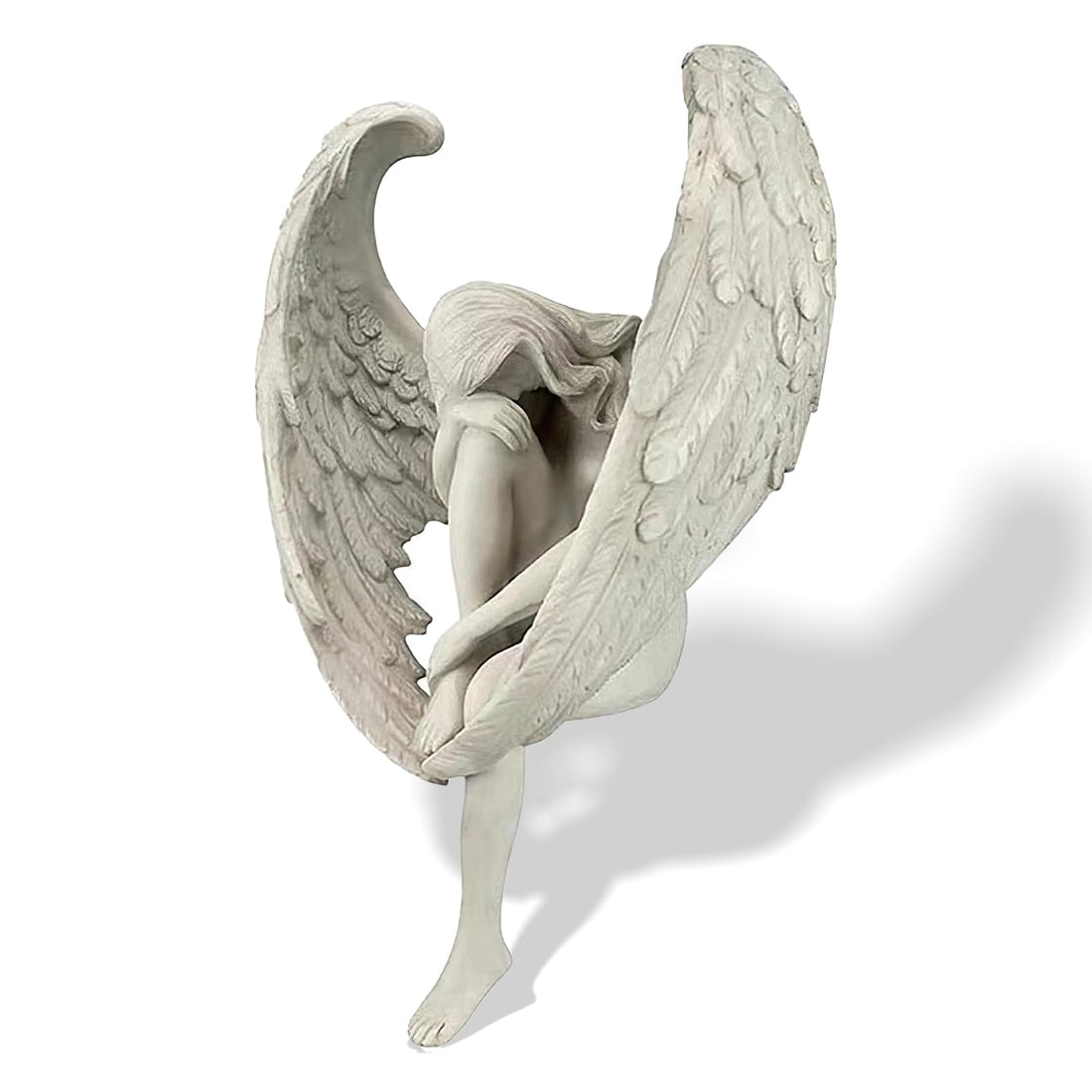 Elegant Kneeling Guardian Angel Resin Sculpture for Home and Garde