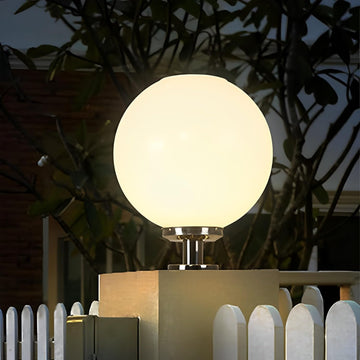 8.66 Inch Solar Post Cap Light, Stainless Steel Pedestal Globe Lamp, IP65