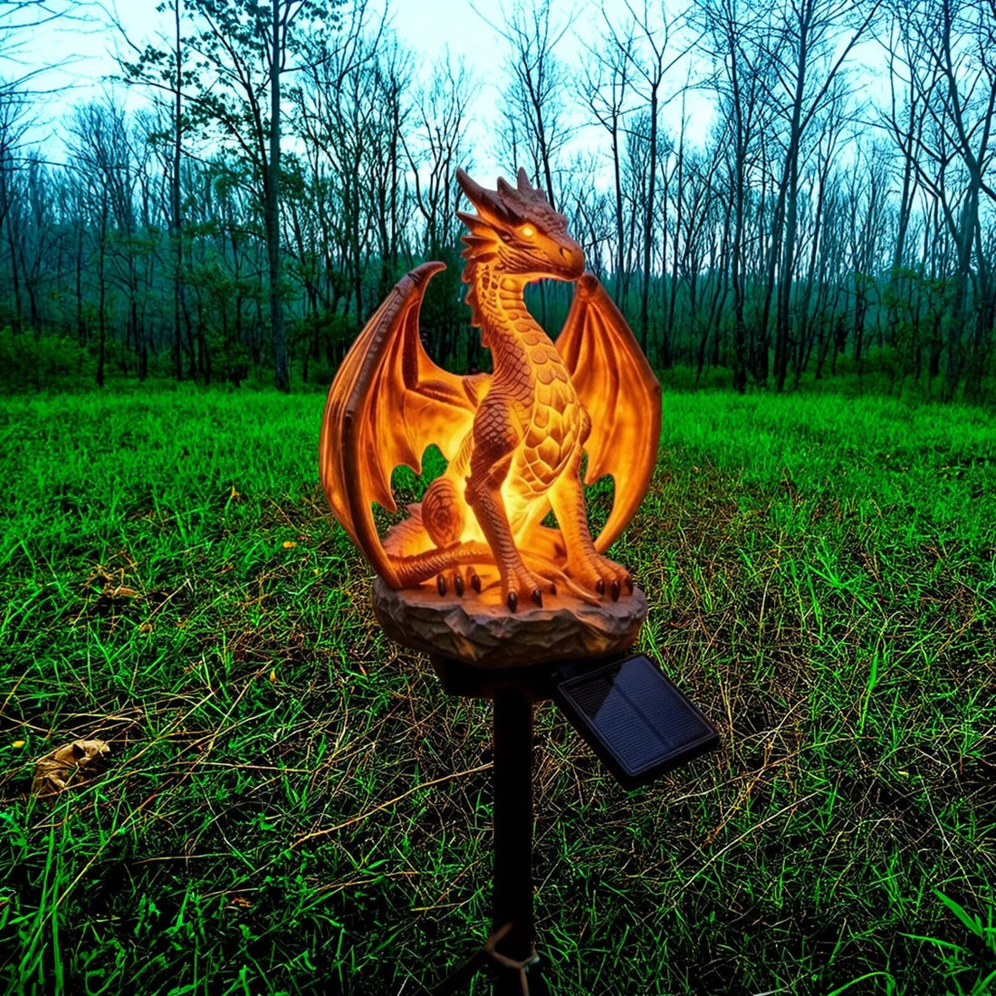 Solar Statue Light with Ground Stake, Warm Yellow Glow for Garden Decor