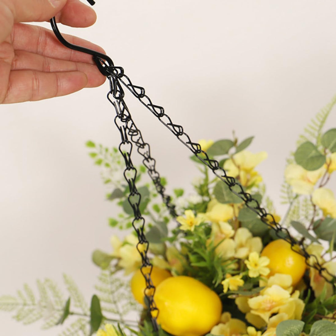 Iron and Cloth Hanging Flower Basket for Balcony