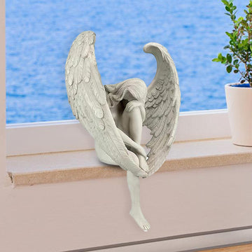 Elegant Kneeling Guardian Angel Resin Sculpture for Home and Garde