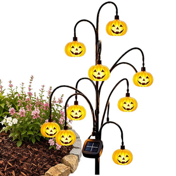 Solar Tree Stump Halloween Stake Light, Waterproof Warm Glow